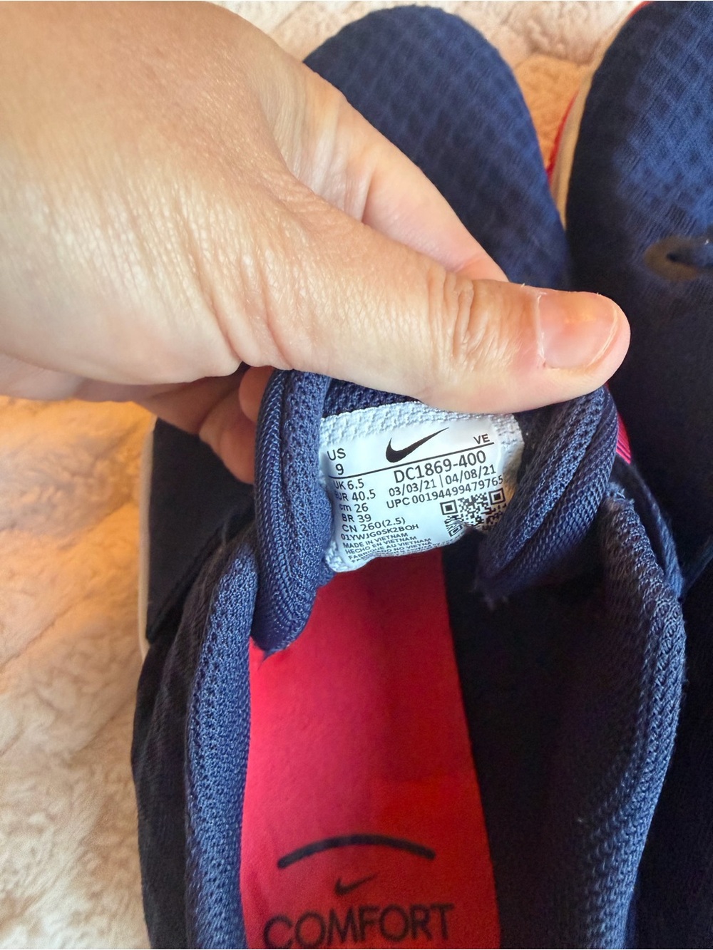 Nike Navy and Pink Women's Slip-On Sneakers - Picture 4 of 6